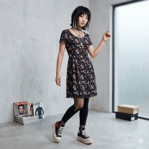 COMME des GARÇONS Silk Blend Dress Y2K‎ Archive Rare Piece Black Abstract Medium